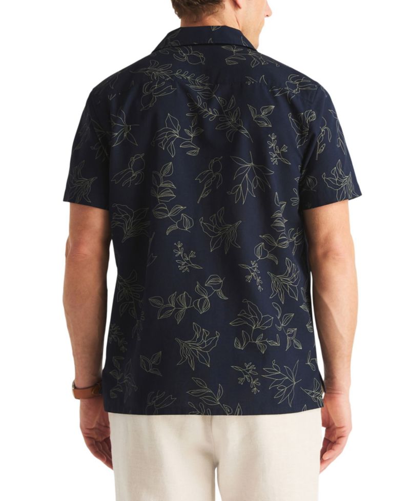 Men's Short-Sleeve Embroidery Camp Collar Shirt