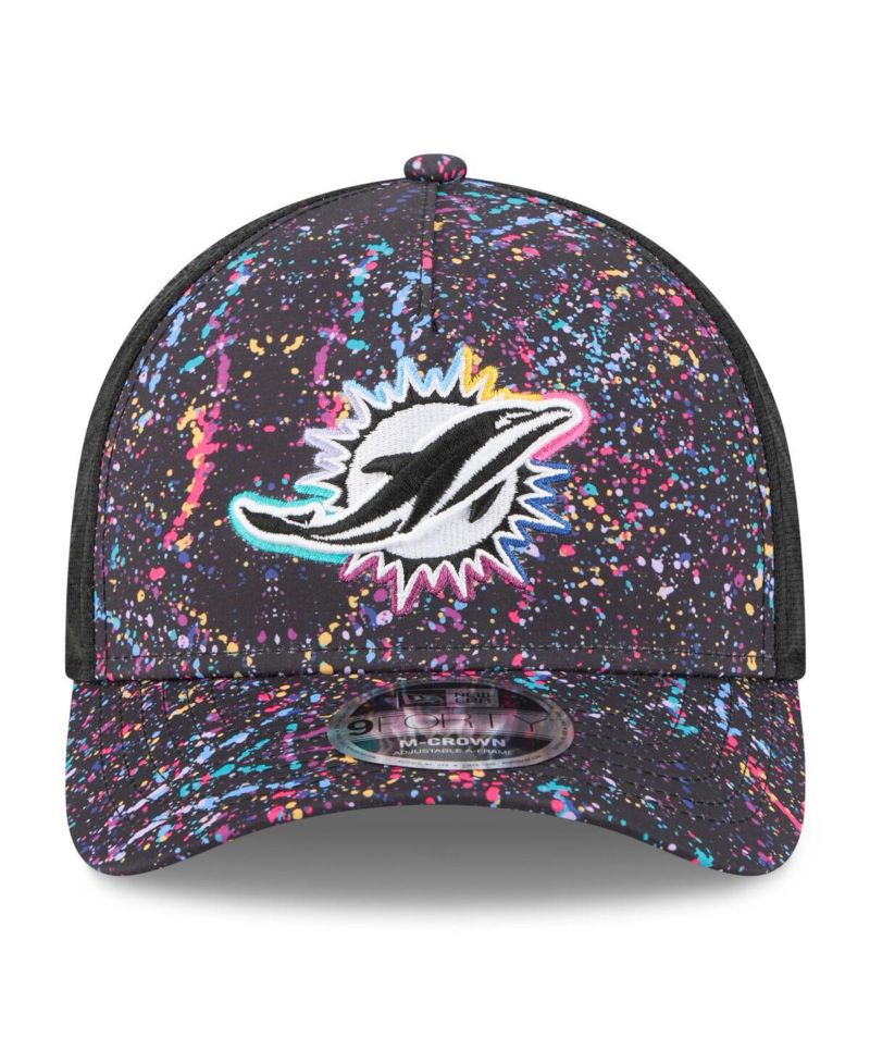 Men's Black Miami Dolphins 2025 NFL Crucial Catch 9FORTY Adjustable Hat