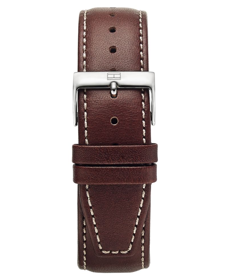 Men's Chronograph Brown Leather Strap Watch 44mm