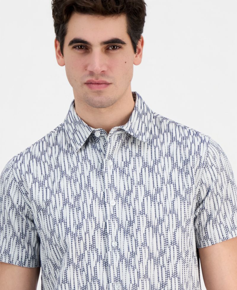 Men's Bowline Cotton Jacquard Short-Sleeve Shirt