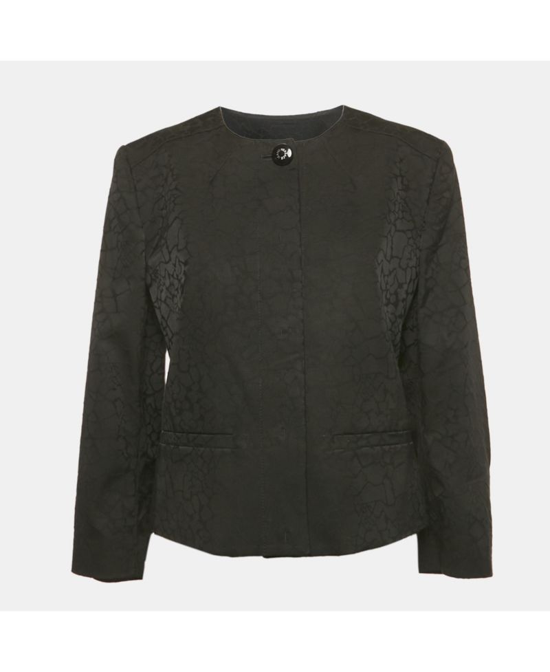 Women's Jeans Black Jacquard Button Front Jacket