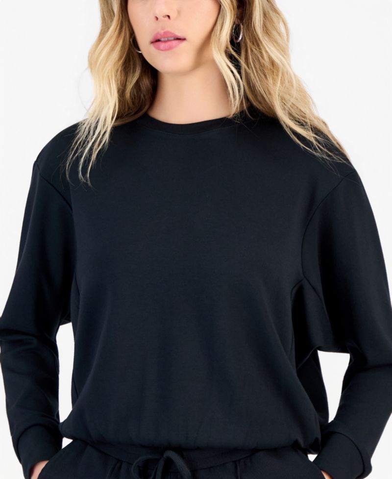 Petite Crewneck Bubble-Hem Top