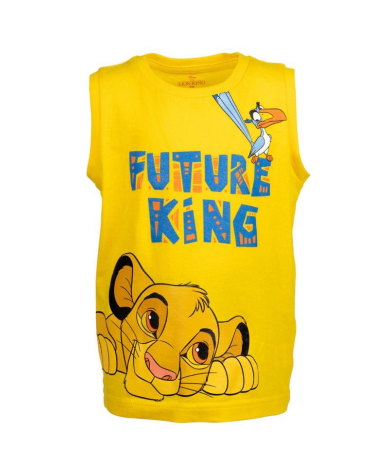 Boys Lion King Toy Story Mickey Mouse Cars T-Shirt Tank Top and French Terry Shorts 3 Piece Outfit Set to