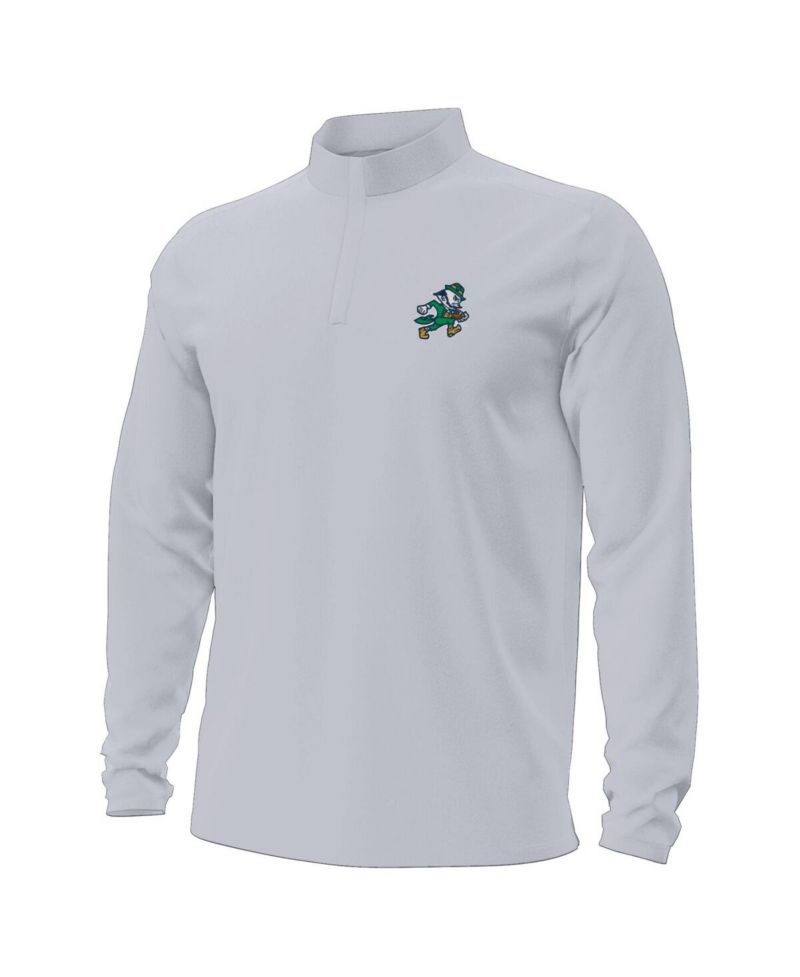 Men's Gray Notre Dame Fighting Irish Sporting Leprechaun Motion Quarter-Zip Jacket