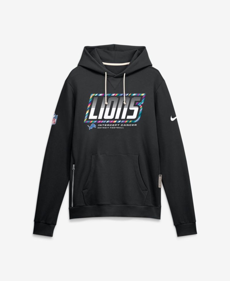 Men's Black Detroit Lions 2026 NFL Cruical Catch Sideline Dri-Fit Pullover Hoodie