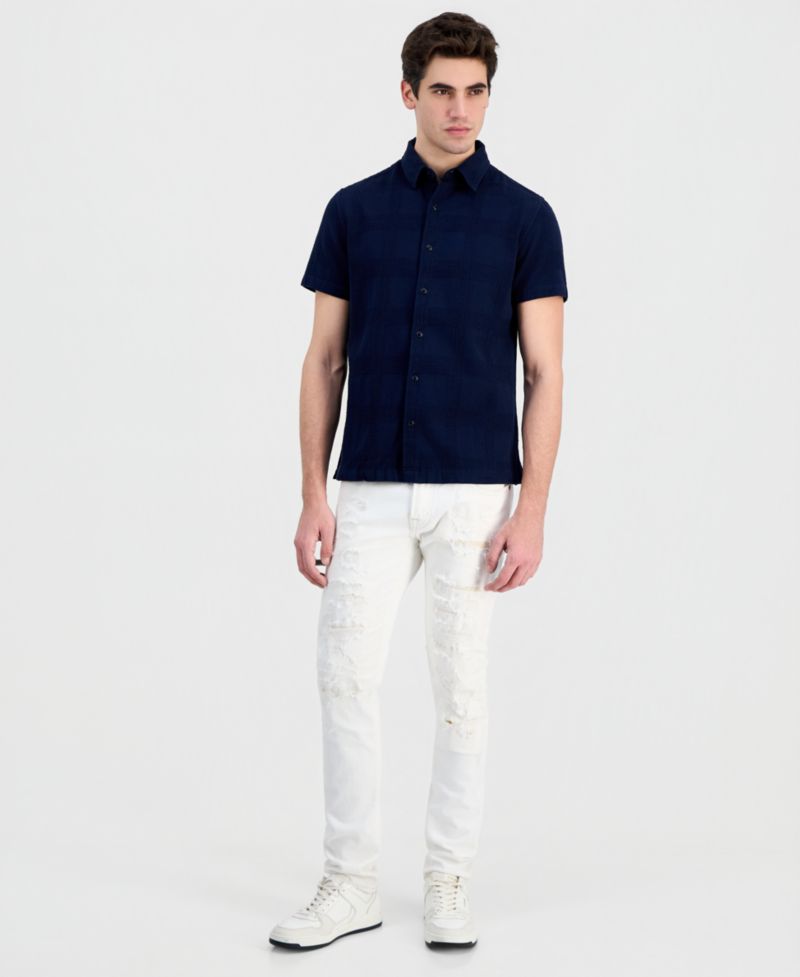 Men's Cotton Castro Linear Woven Short-Sleeve Shirt