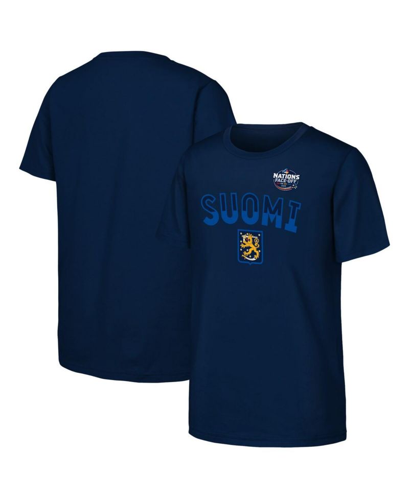 Big Boys and Girls Navy Finland 2025 4 Nations Face-Off Primary Logo T-Shirt