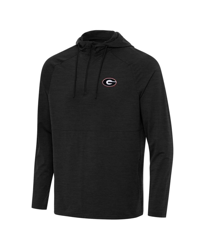 Men's Heather Black Georgia Bulldogs Spikes Quarter-Zip Hoodie