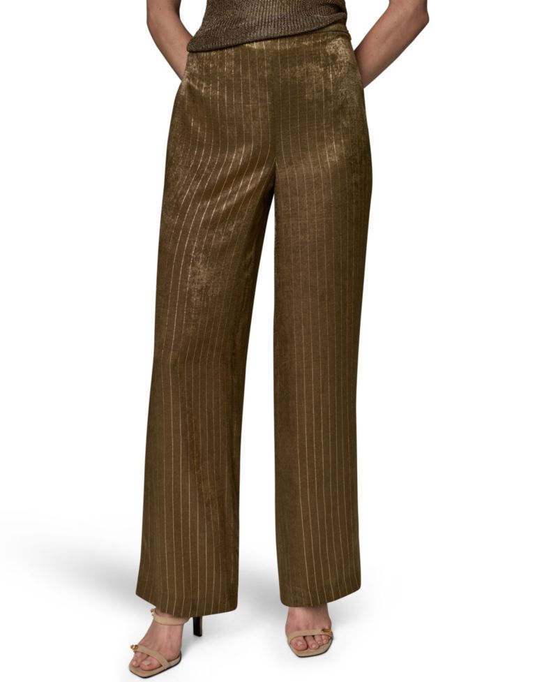 Women's Pinstripe Satin Pull-On Pants