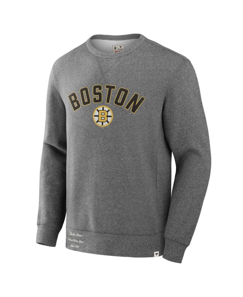 Men's Heather Gray Boston Bruins Decades Collection Legendary Fleece Pullover Sweatshirt
