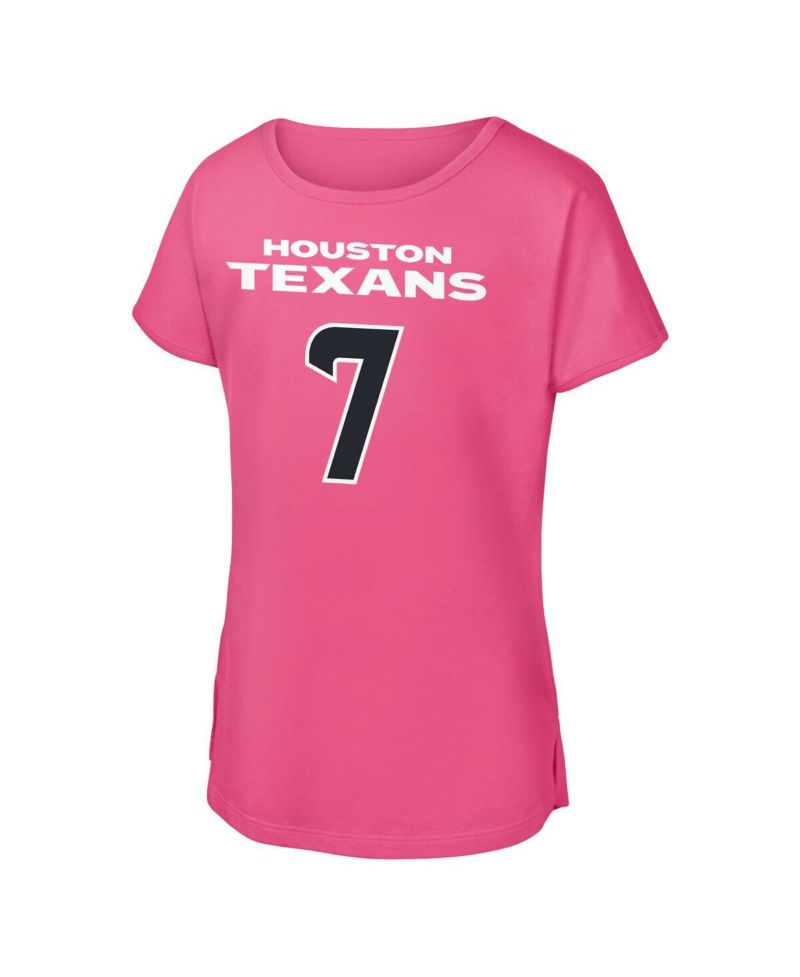 Big Girls C.J. Stroud Pink Houston Texans Player Name & Number T-Shirt