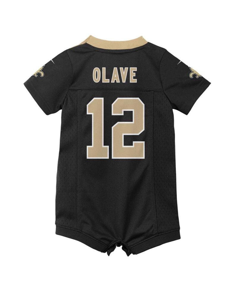 Baby Boys and Girls Chris Olave Black New Orleans Saints Game Romper Jersey