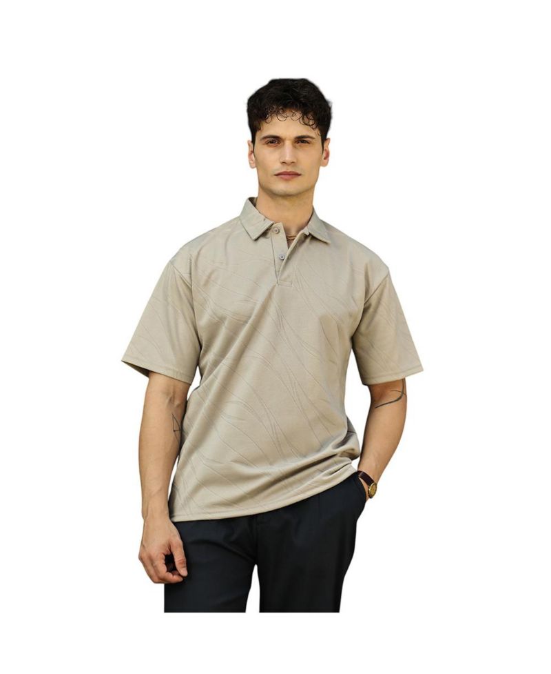 Men's Sand Beige Scratch-Tactile Polo T-Shirt