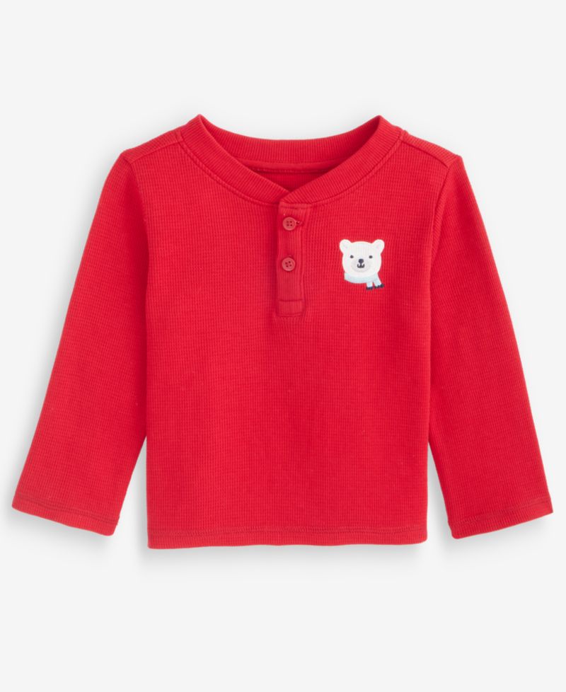 Baby Boys' 3M-24M Mix & Match Long-Sleeve Polar Bear Henley T-Shirt