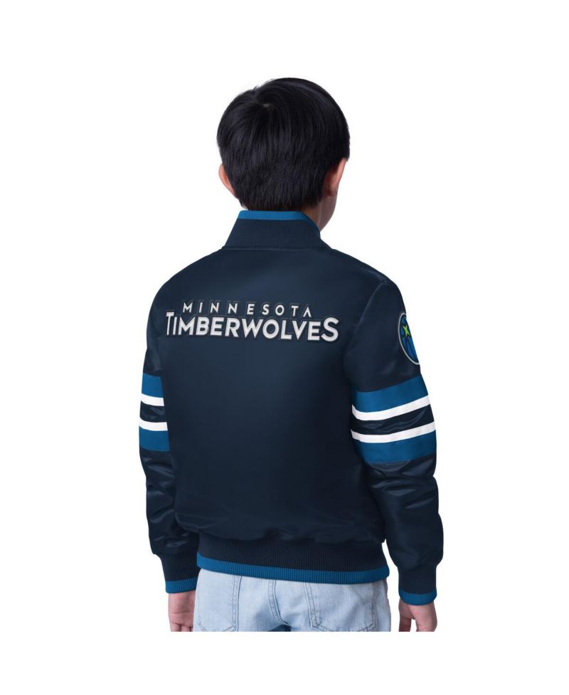 Big Boys and Girls Navy Minnesota Timberwolves Scout Varsity Full-Snap Jacket