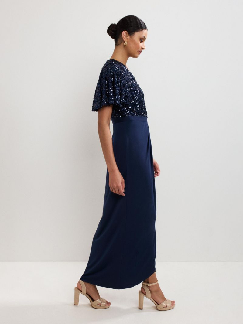 Women's Janessa Sequin Wrap Maxi Dress