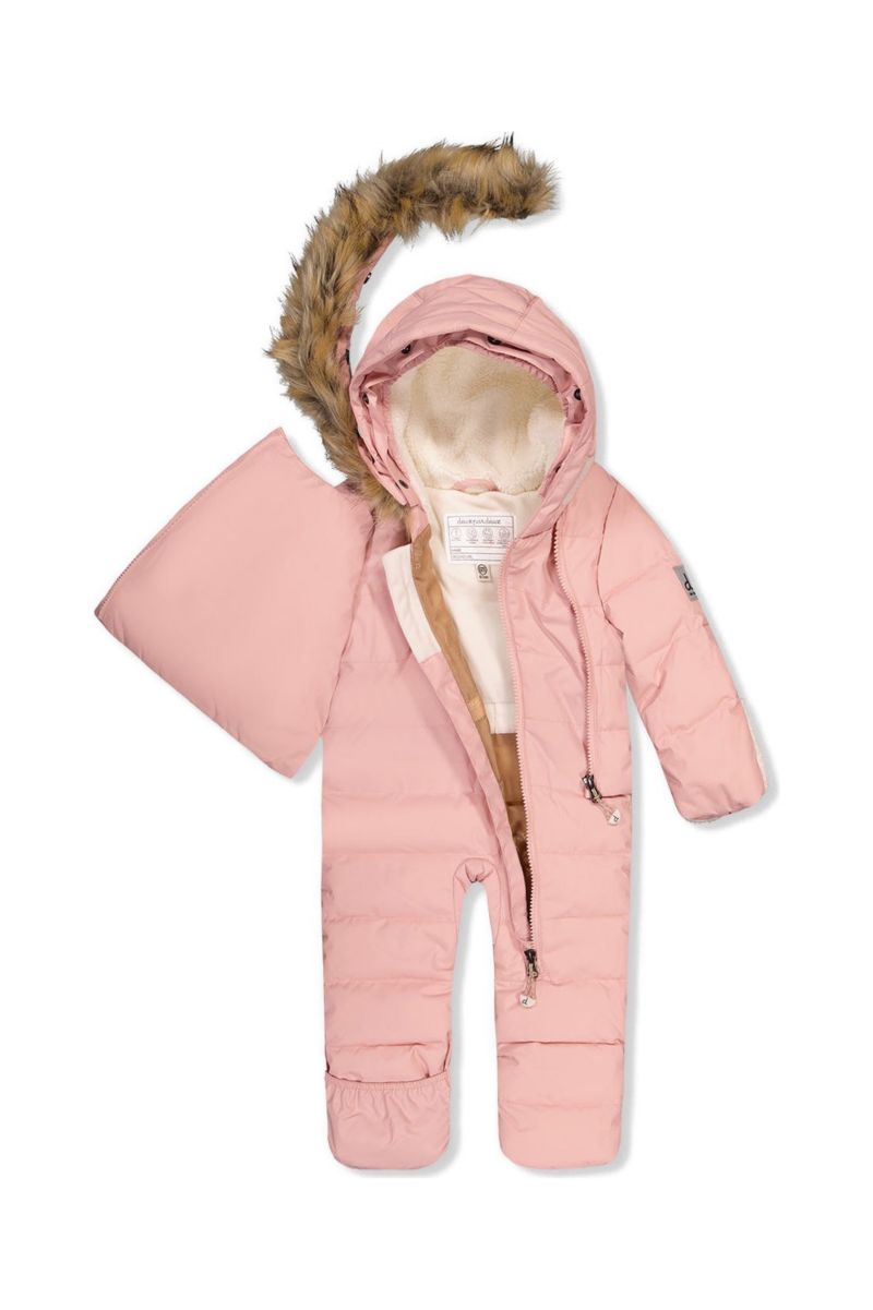 Baby Girl Snug One Piece Snowsuit Adapted for Car Seats Pale Dusty