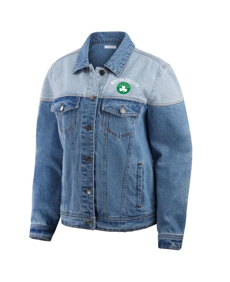 Women's Blue Boston Celtics Full-Button Denim Jacket