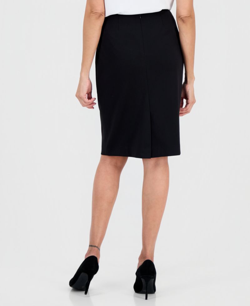 Women's Square-Neck Button-Front Ponte 2 Piece Skirt Suit