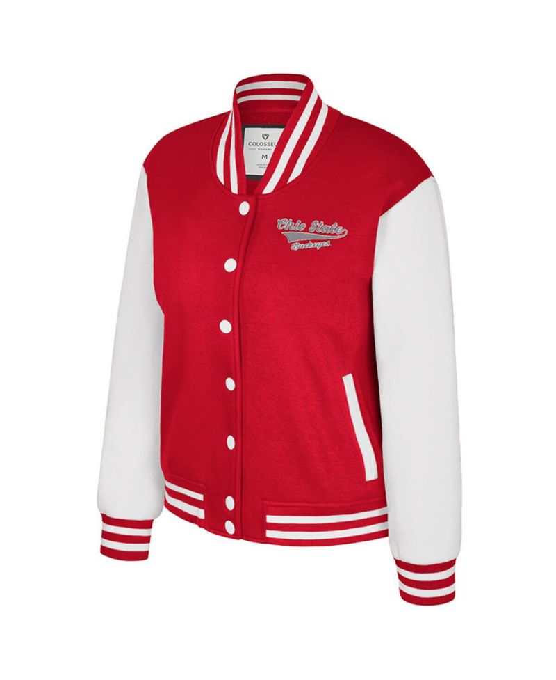 Women's Scarlet Ohio State Buckeyes French Baguette Full Snap Fleece Jacket