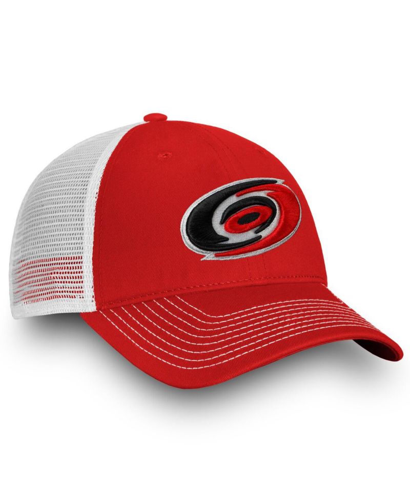 Men's Red, White Carolina Hurricanes Slouch Core Primary Trucker Snapback Hat