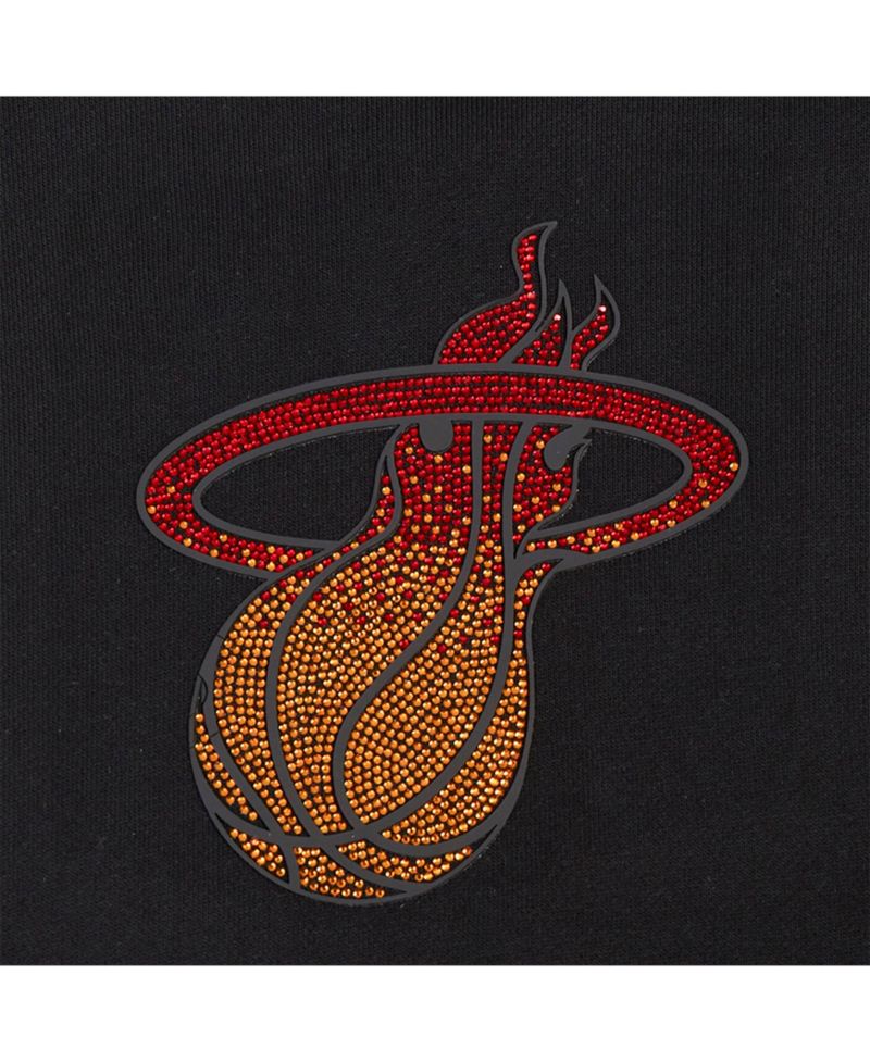 Women's Black Miami Heat Jewels Cropped Pullover Hoodie