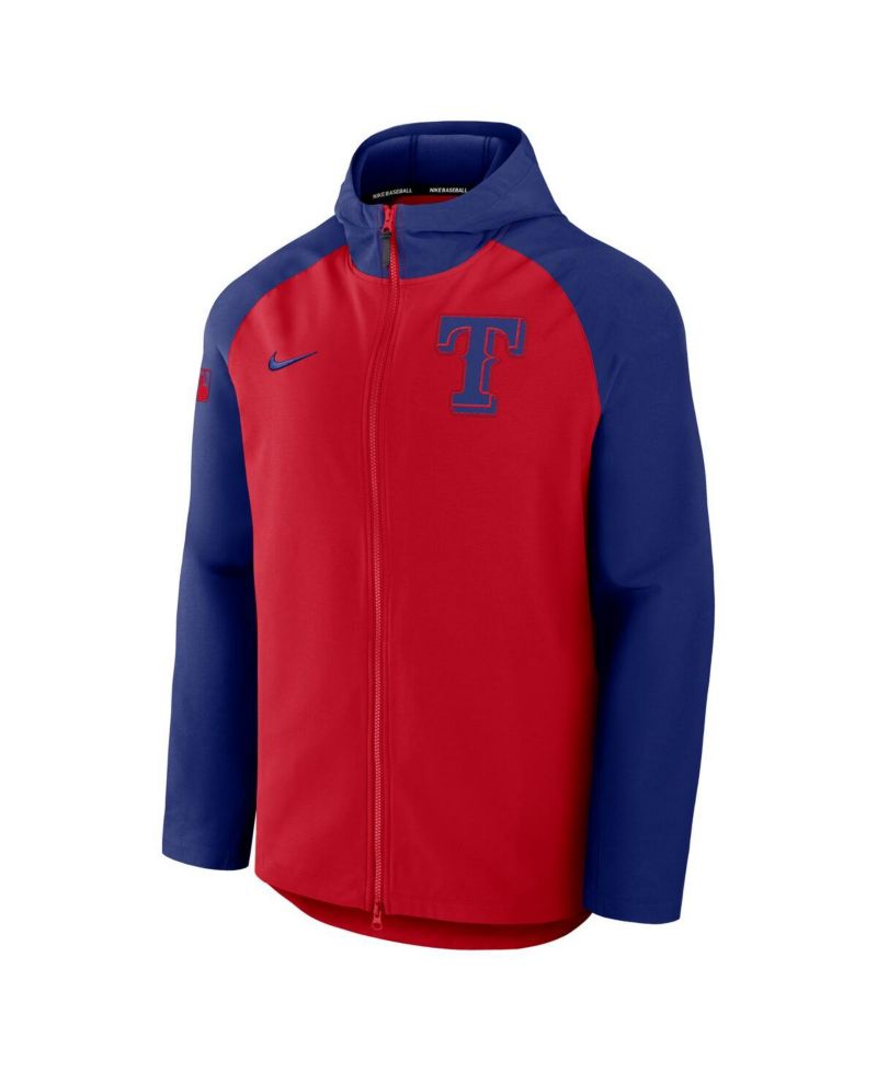 Men's Red/Royal Texas Rangers Authentic Collection Raglan Performance Full-Zip Jacket
