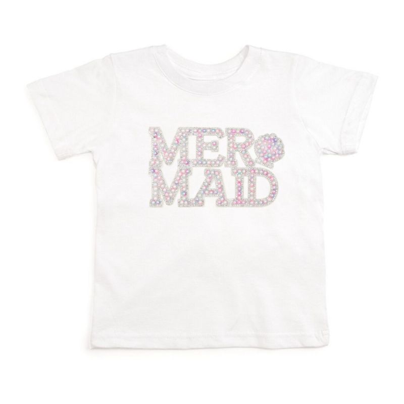 Big Girls Mermaid Pearl Patch Short Sleeve T-Shirt