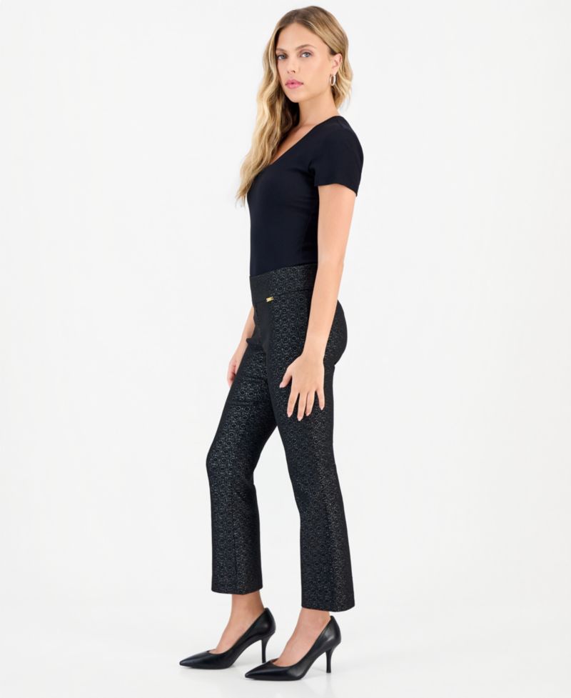 Petite Jacquard Pull-On Bootcut Pants