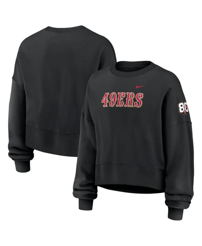 Women's Black San Francisco 49ers 80th Anniversary Phoenix Oversized Tri-Blend Sweatshirt