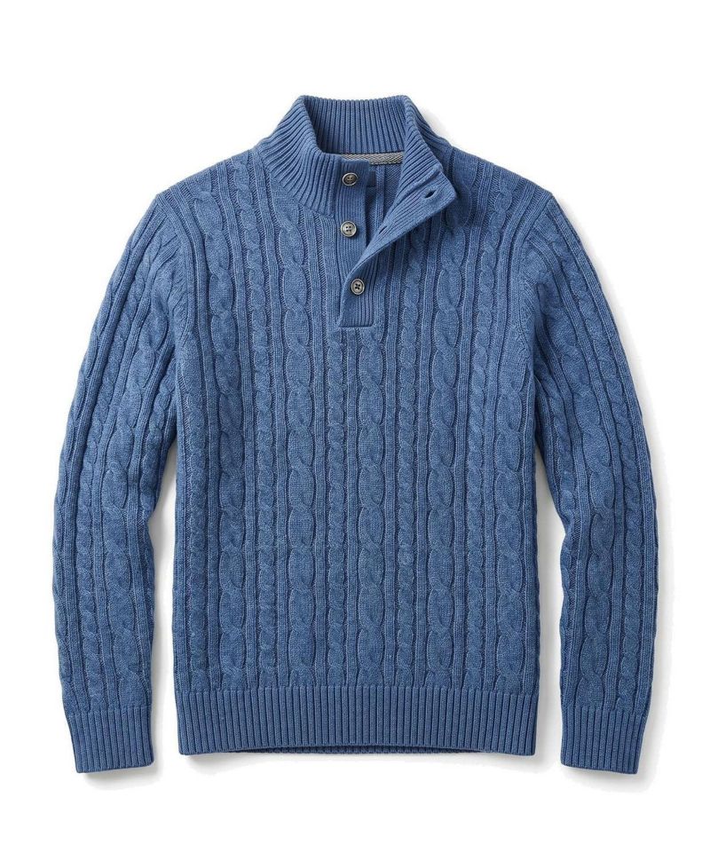 Little Boys 5-7 Organic Mock Neck Cable Sweater
