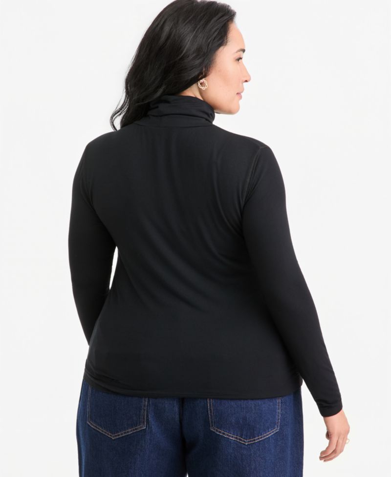 Plus Size Modal-Blend Mockneck Long-Sleeve Top