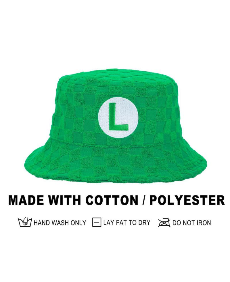 Men's Bros Luigi Logo Green Checkered Bucket Hat
