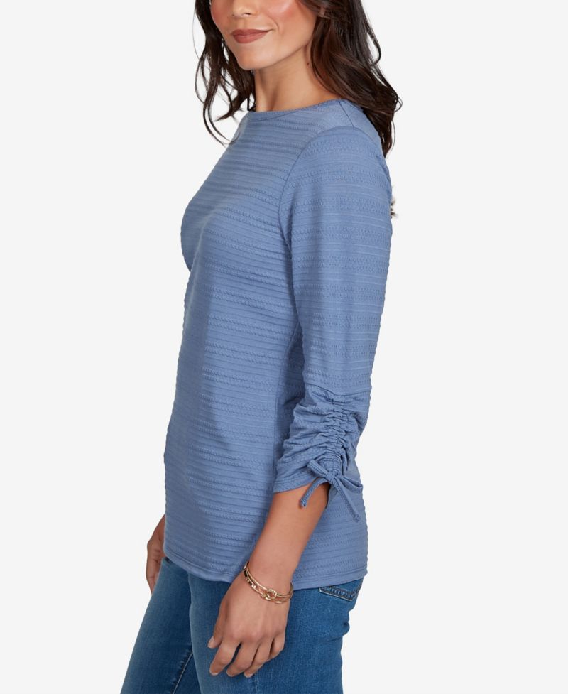 Petite Ottoman 3/4-Sleeve Boat Neck Top