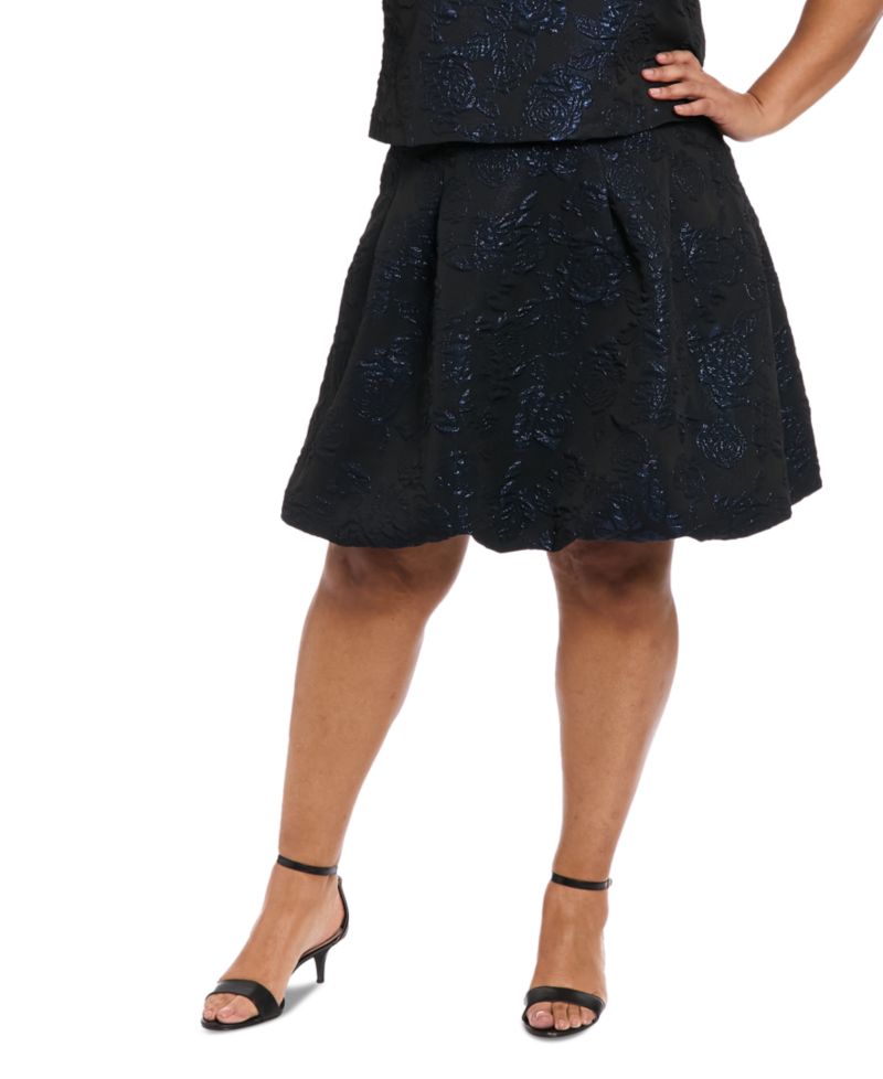 Plus Size Floral Jacquard Bubble Skirt