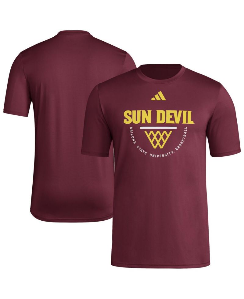 Men's Maroon Arizona State Sun Devils Basketball Practice Net Arch Pregame T-Shirt