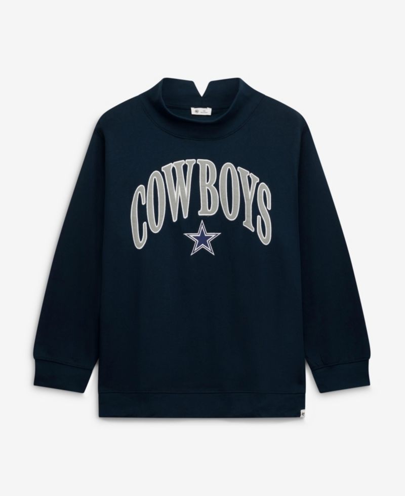 Women's '47 Navy Dallas Cowboys Plus Size Vantage Mock Neck Pullover