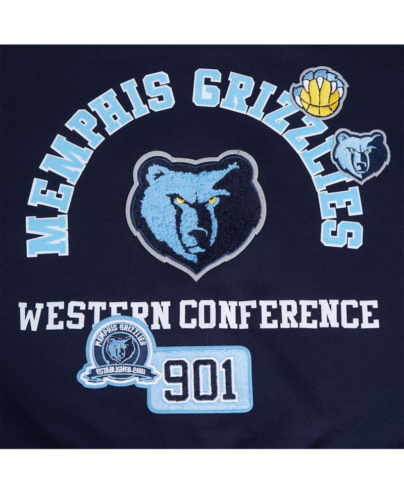 Women's Navy Memphis Grizzlies Area Code Cropped Pullover Sweatshirt