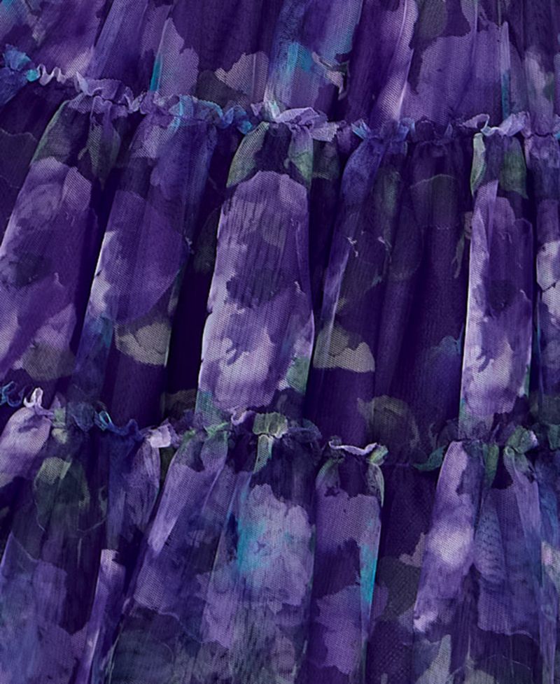 SENI & CADE Juniors' Twisted Printed Mesh Fit & Flare Dress