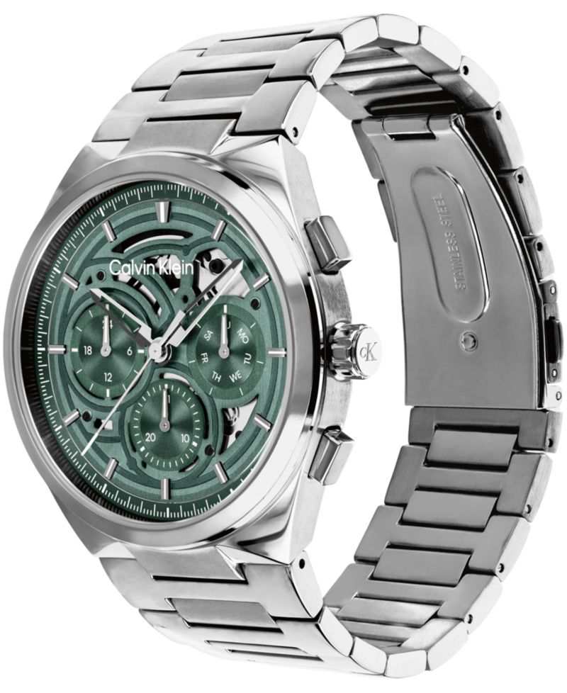 Men's Distinguish Skeleton Silver-Tone Stainless Steel Bracelet Watch 44mm