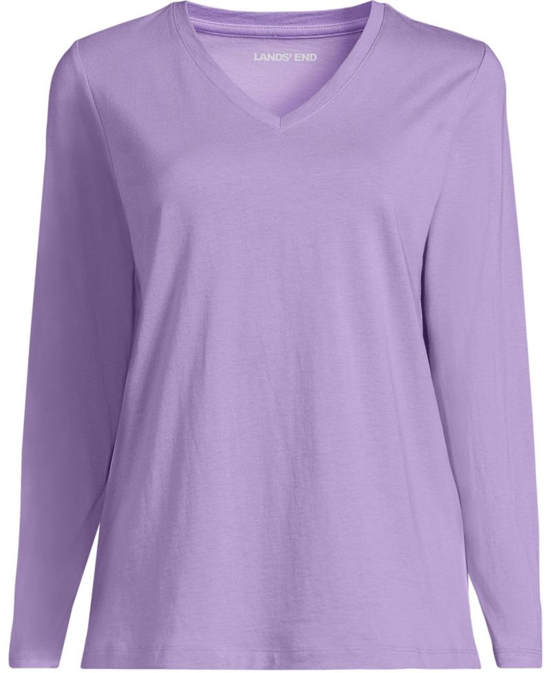 Plus Size Supima Cotton Long Sleeve V-Neck T-Shirt