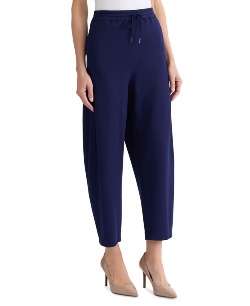 Petite Pull-On Barrel-Leg Mid-Rise Pants