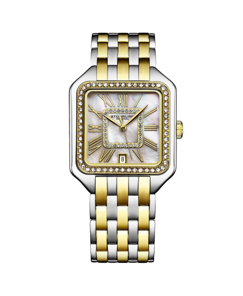 Valencia 4067 Women s Quartz Watch, 32mm Square Crystal Bezel, Stainless Steel Bracelet