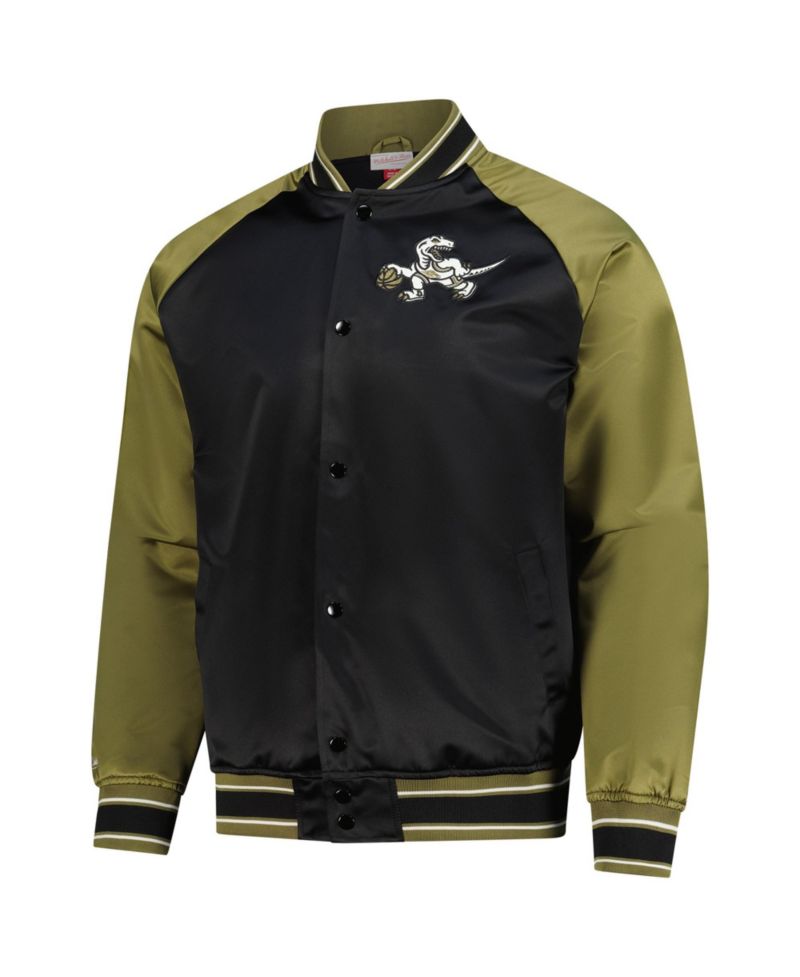 Men's Olive/Black Toronto Raptors Clutch Satin Raglan Full-Snap Jacket