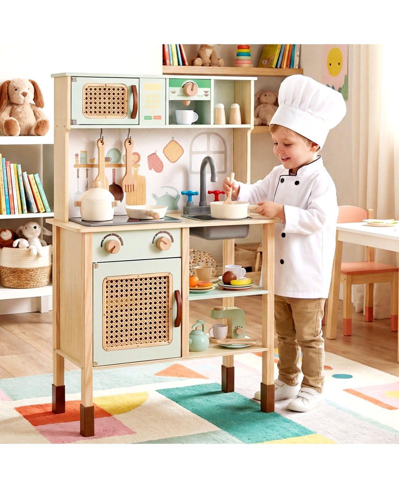 Wooden Retro Play Kitchen With Lights and Sounds