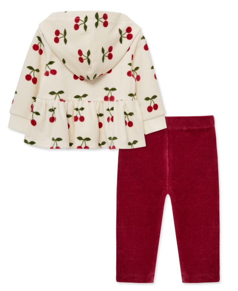 Baby Girls' Cherry Print Hoodie and Pants, 2-Piece Set