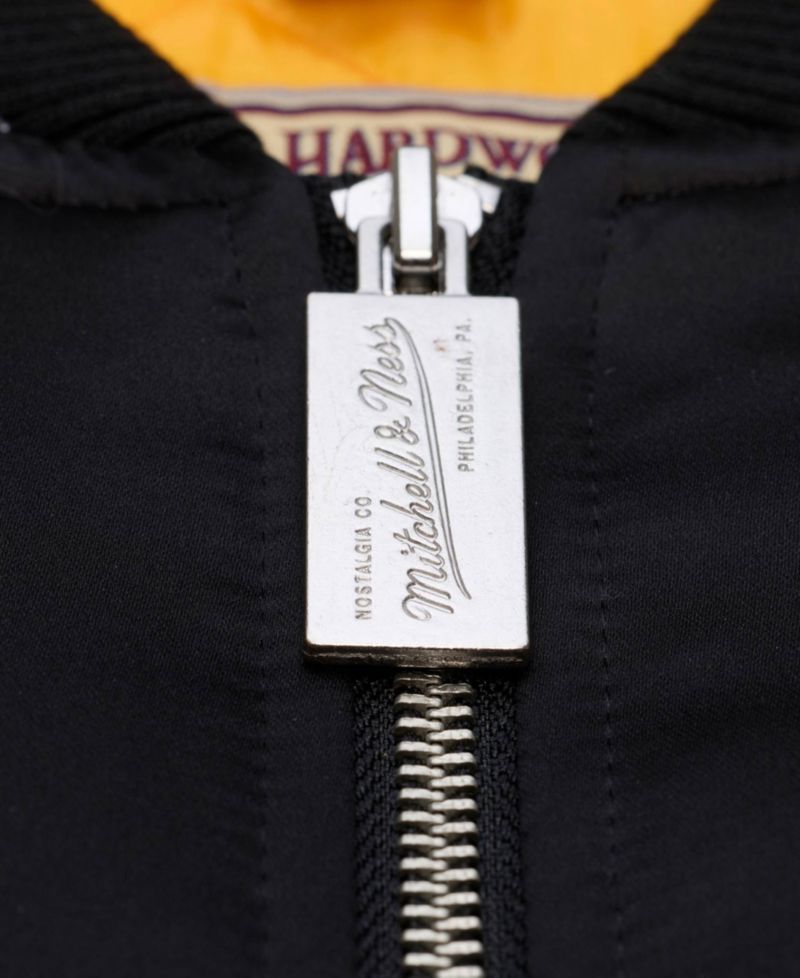 Men's Black Los Angeles Lakers Throw It Back Heavyweight Full-Zip Satin Jacket