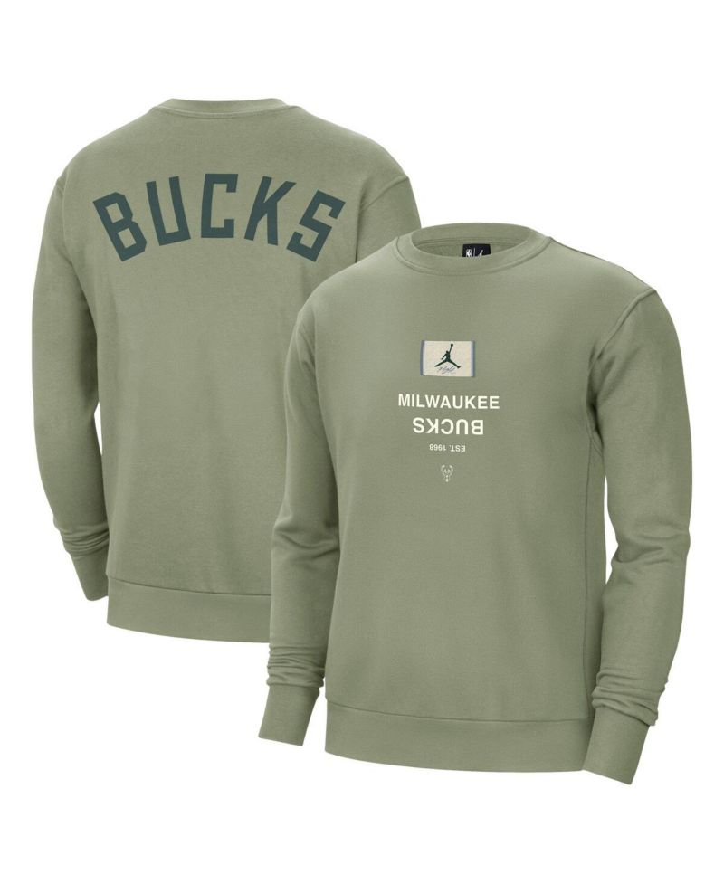 Men's Green Milwaukee Bucks Courtside Statement Edition Heavyweight Pullover Sweatshirt