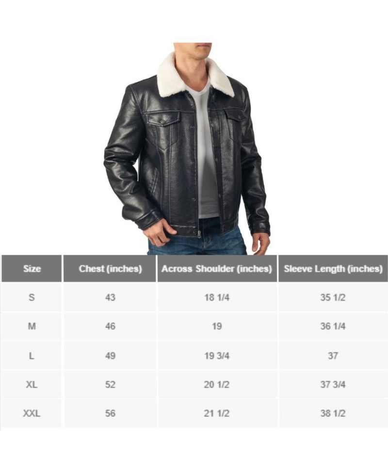 Men's Aaron Fitted Trucker Jacket Sherpa Collar Faux Leather Casual Coat