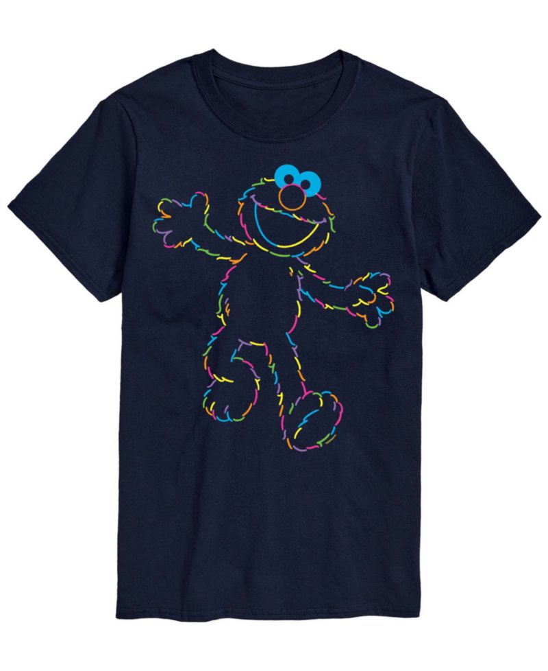 Men's Sesame Street Elmo Rainbow Lineart Short-Sleeve Graphic T-Shirt